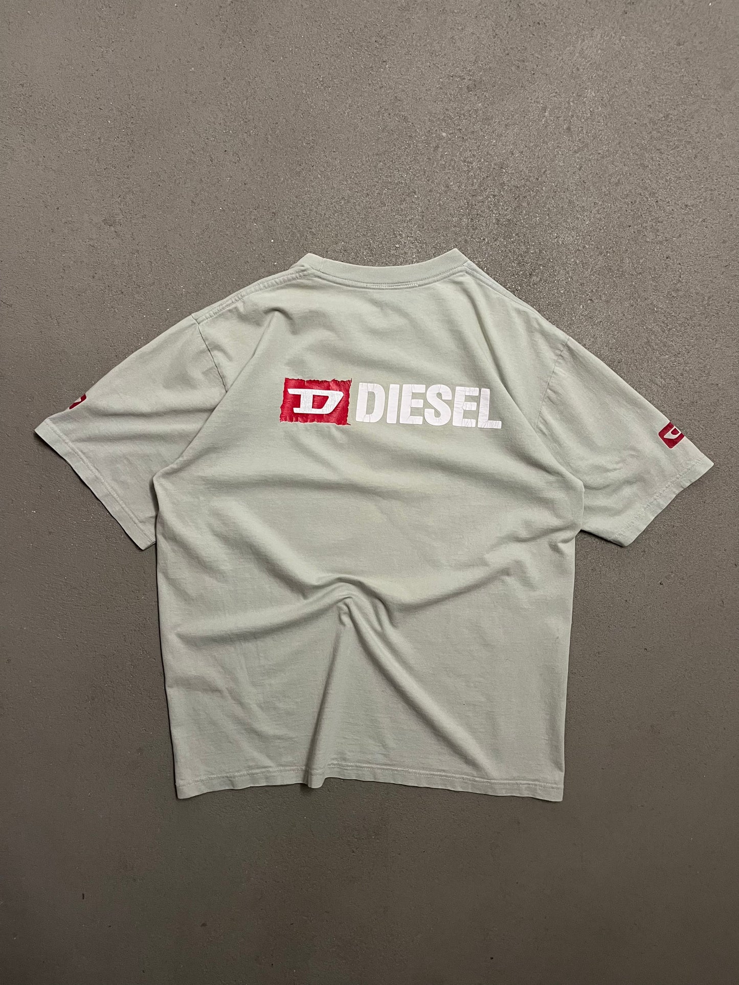 Vintage Y2K Grey Diesel Dragon Tee - L