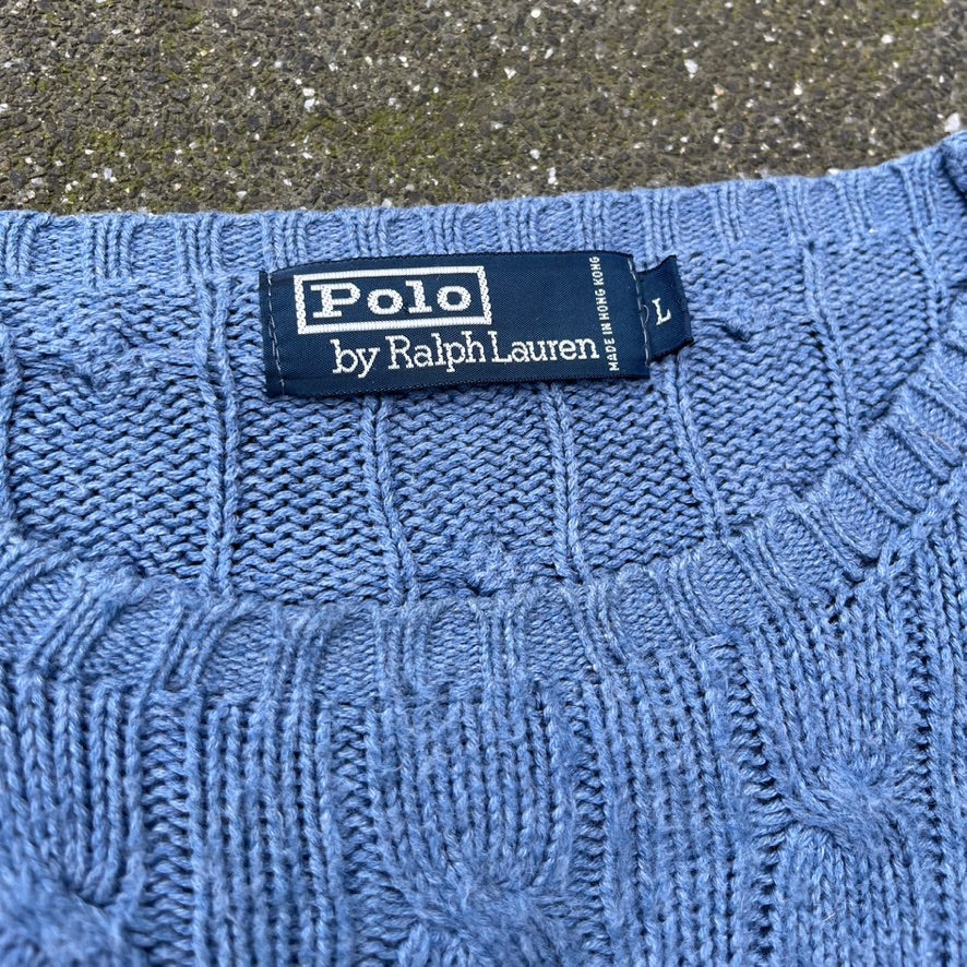 Blue Polo Ralph Lauren Cable Knit Sweater - L