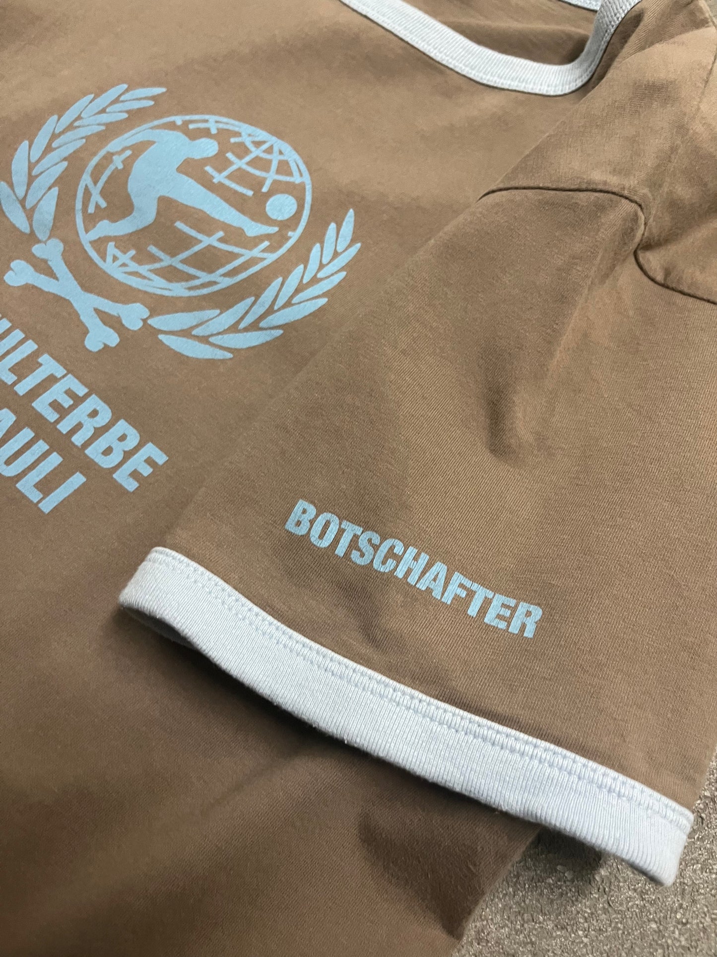 Vintage Brown Blue FC St Pauli Ringer Tee - M