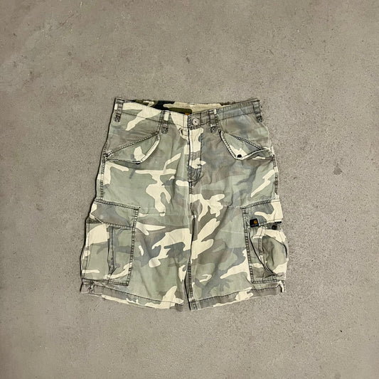 Vintage Green Camo Faded Distressed Carhartt Shorts - M