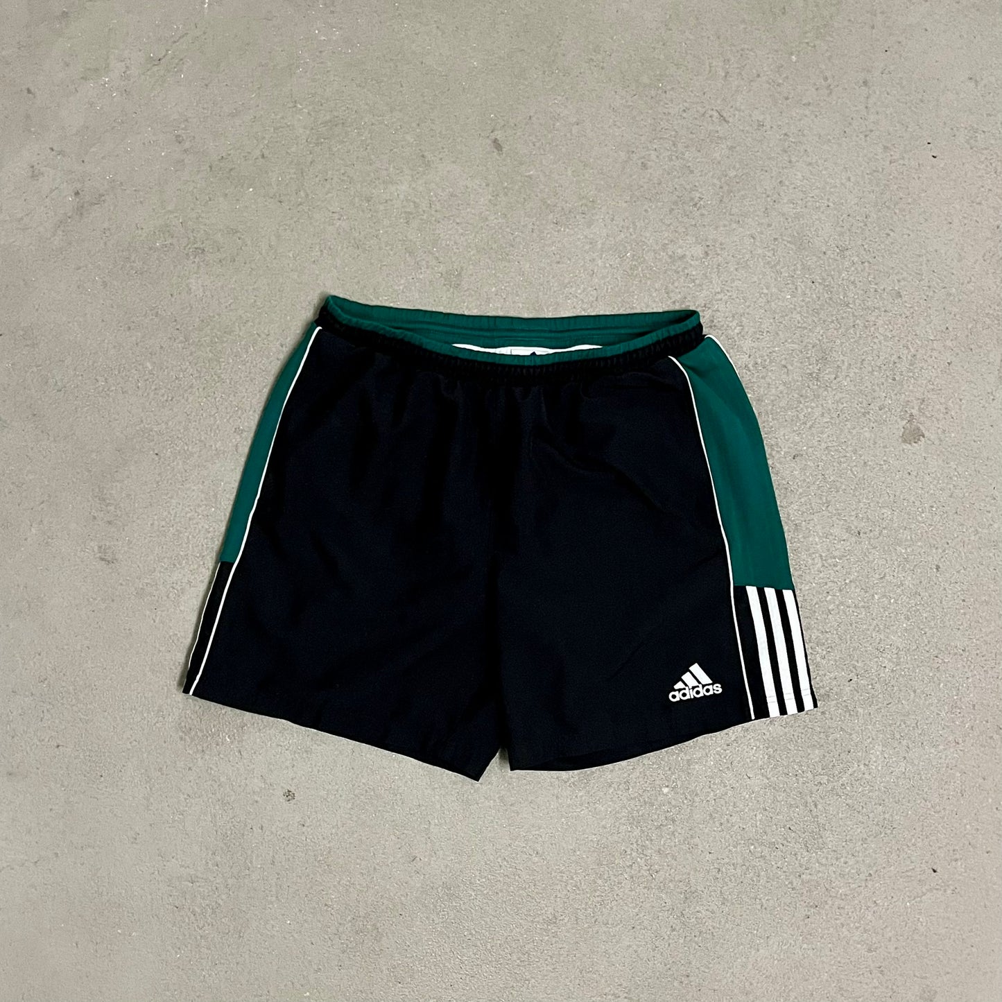 Vintage Black Green Adidas Shorts - L
