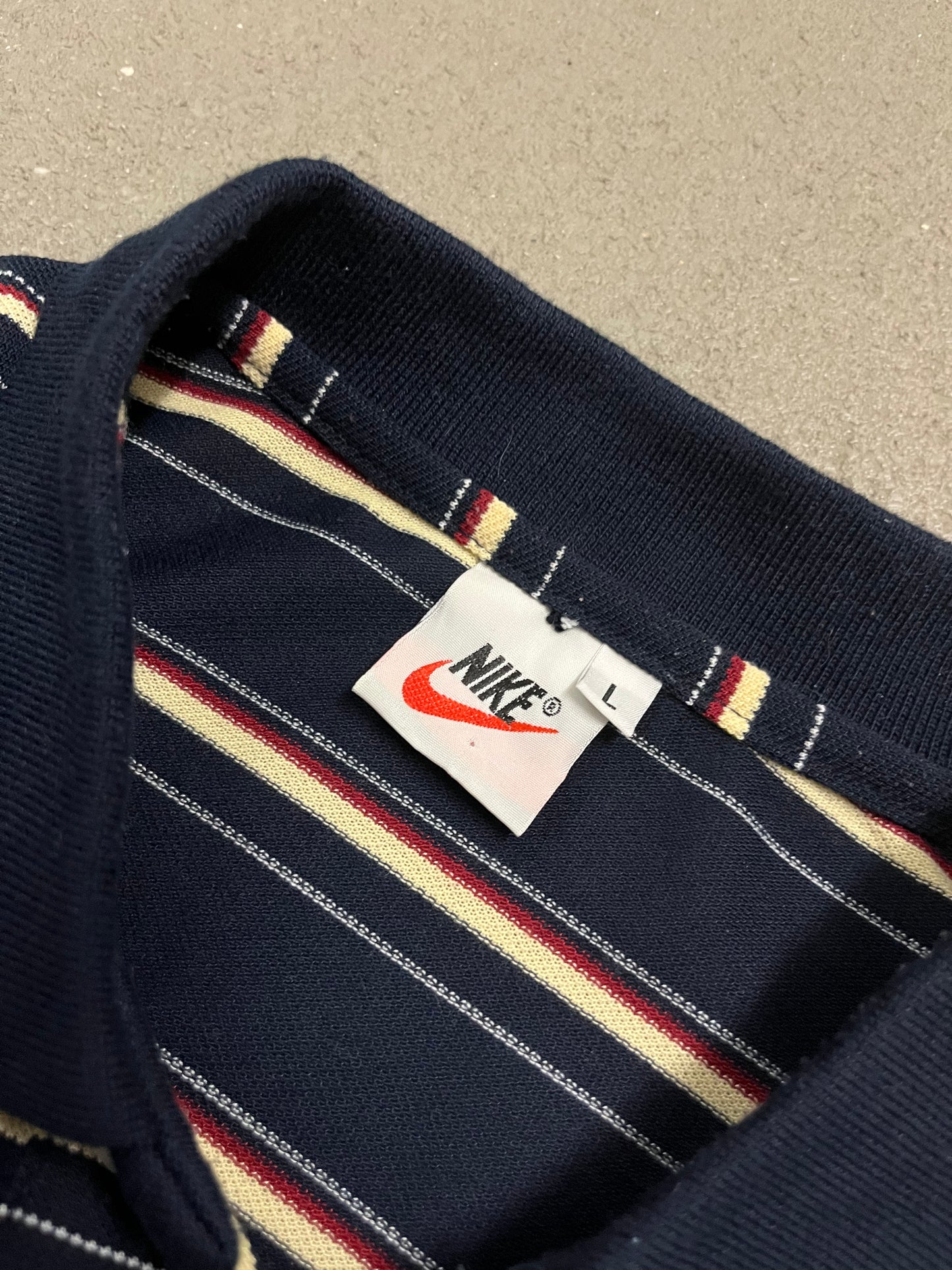 Vintage Blue Beige Red Nike Polo Shirt - L