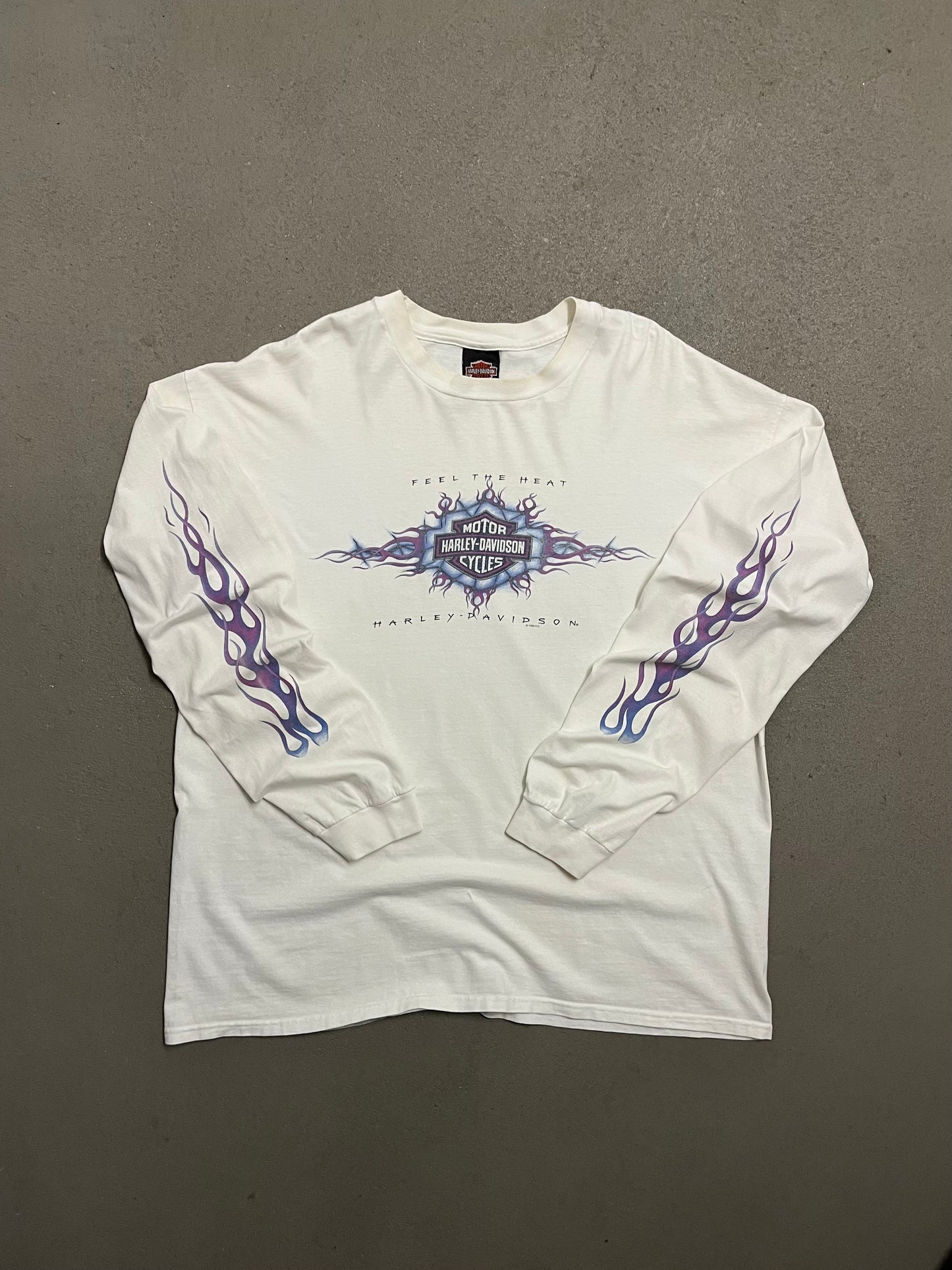Vintage 1995 White Purple Harley Davidson Longsleeve - XL