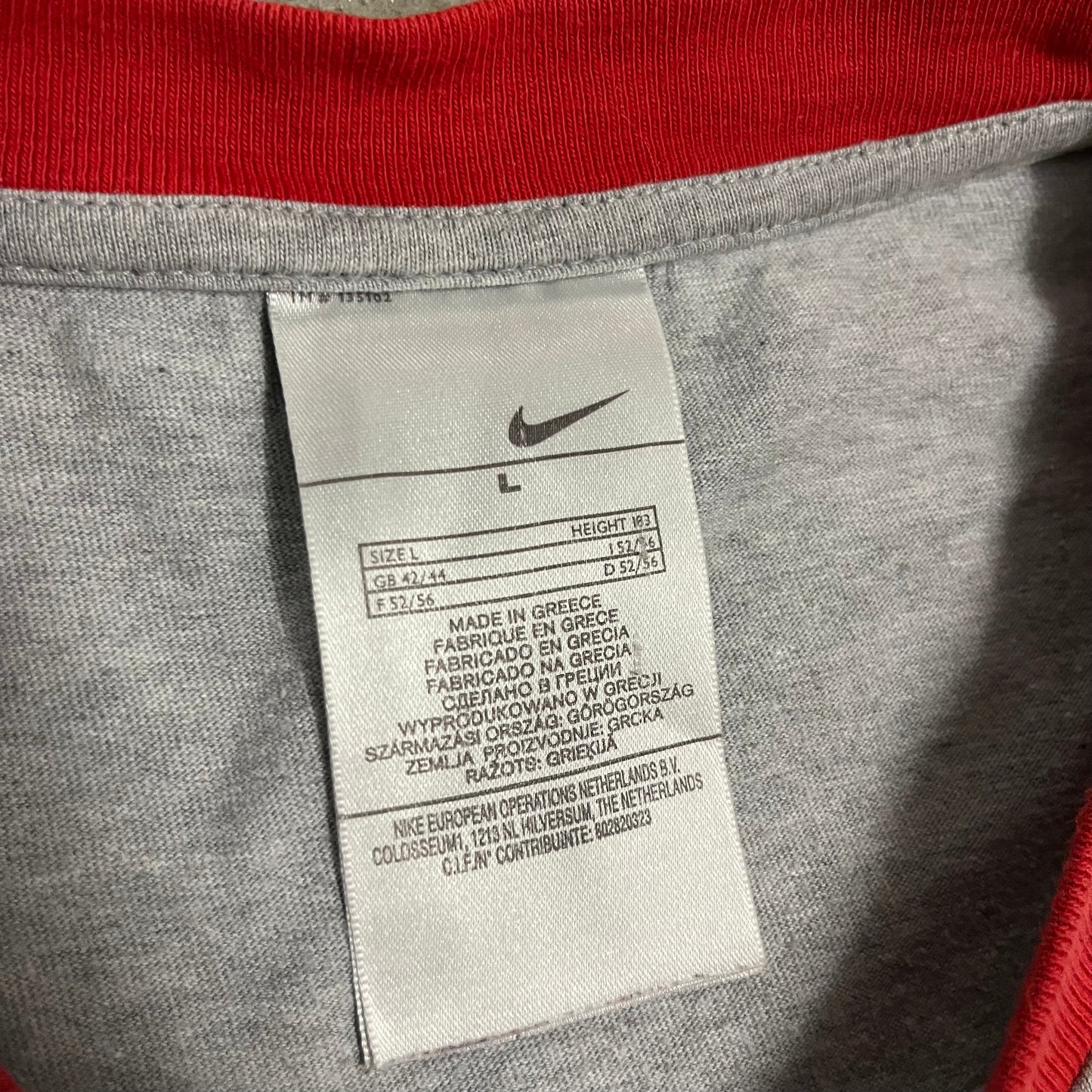 Vintage Grey Red Nike Ringer Tee - L