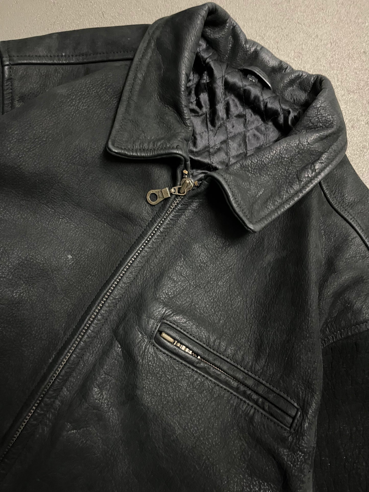 Vintage Black Buffalo Leather Jacket - XL