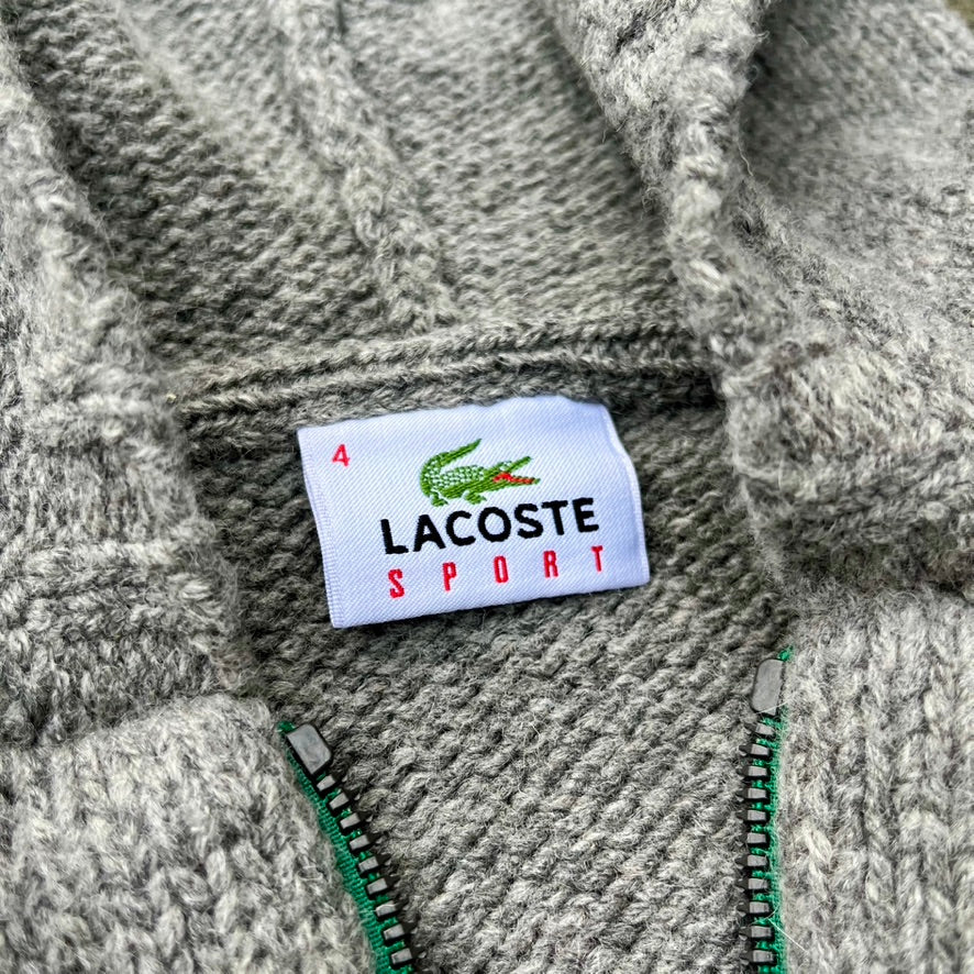 Vintage Grey Lacoste Knit Zip Hoodie - M