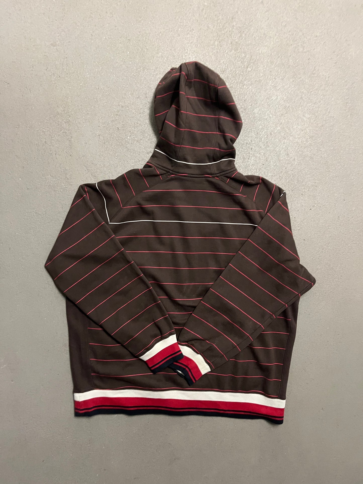 Vintage Y2K Brown Red Nike Zip Hoodie - XL