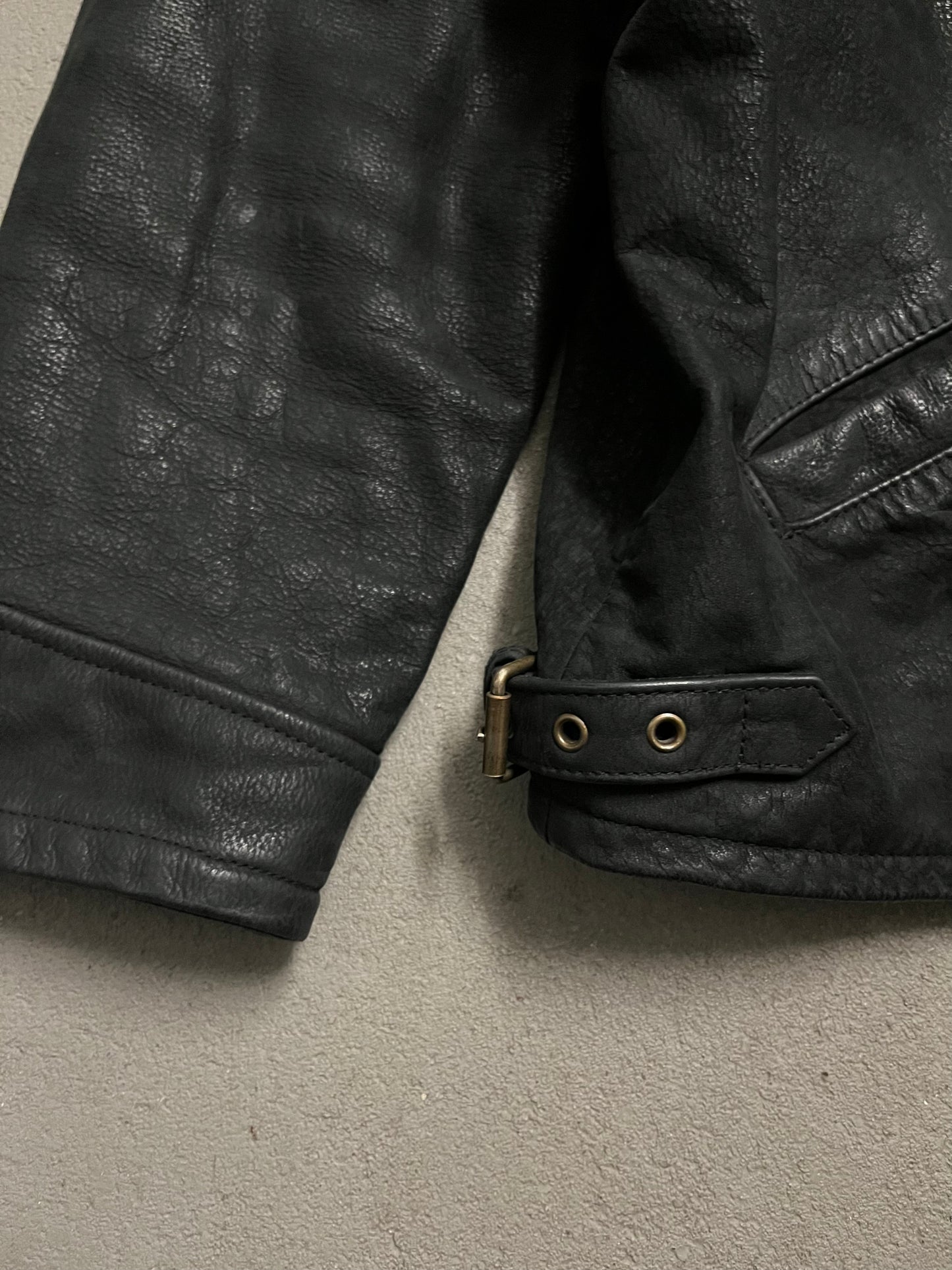 Vintage Black Buffalo Leather Jacket - XL
