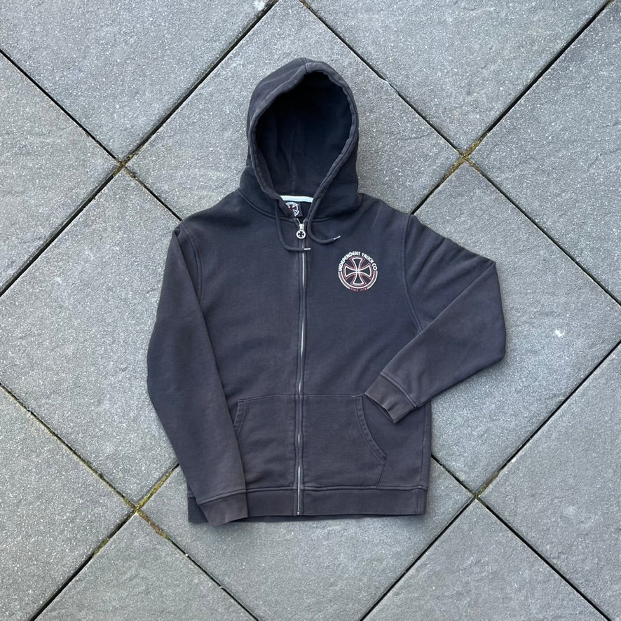 Vintage Black Independent Zip Hoodie - M