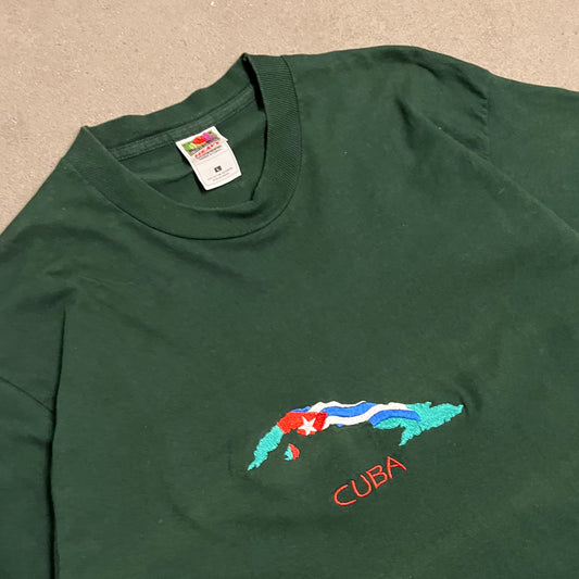Vintage Green Fruit of the Loom Cuba Tourist Tee - L
