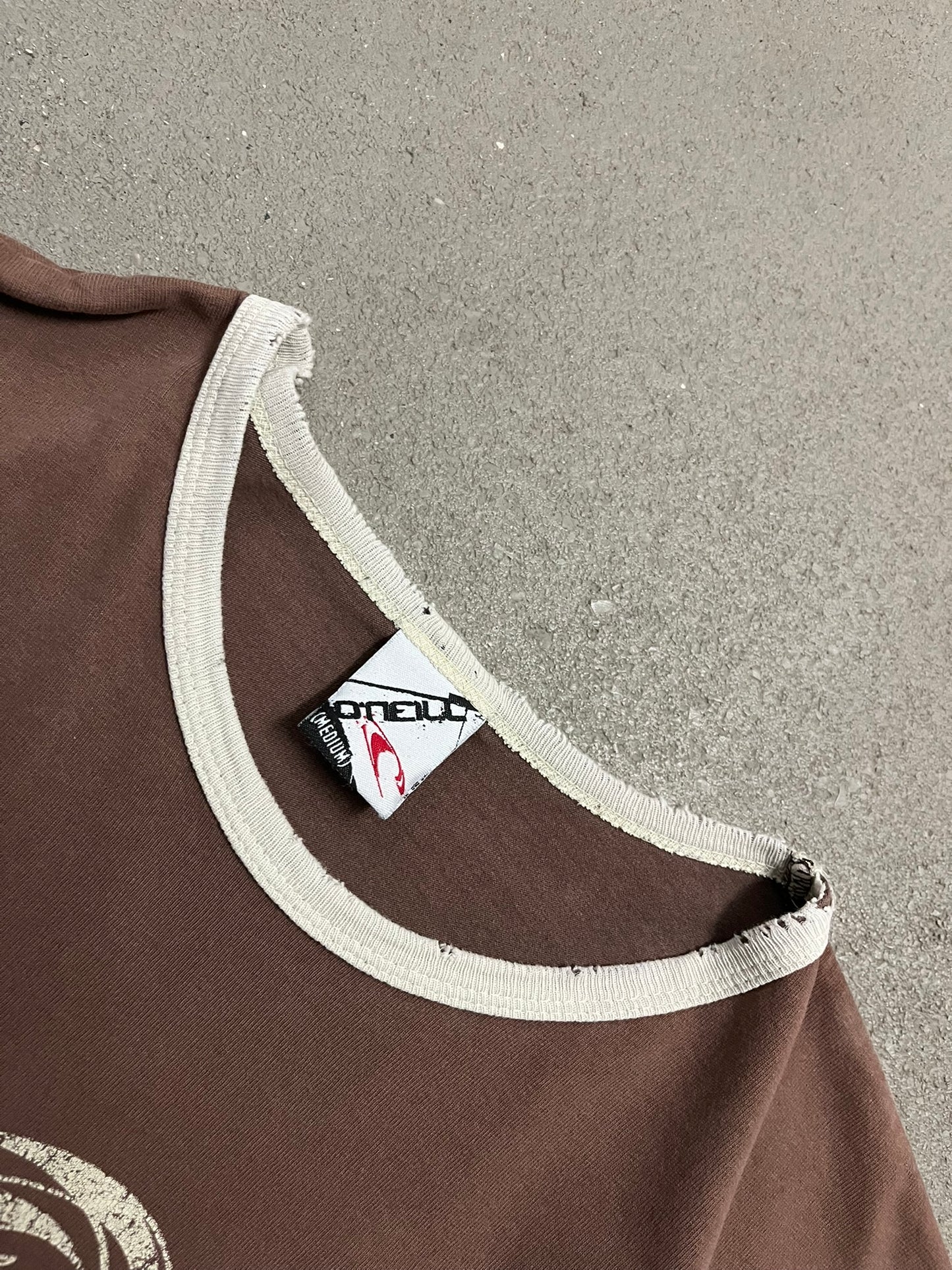 Vintage 90s Brown Distressed O'Neill Ringer Tee - L