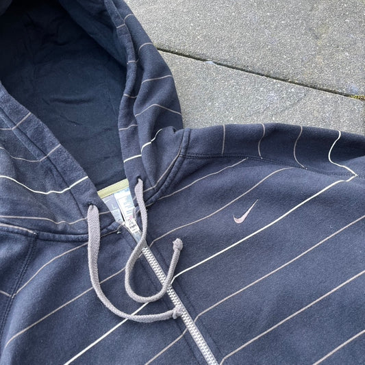Vintage Black Nike Zip Hoodie - M