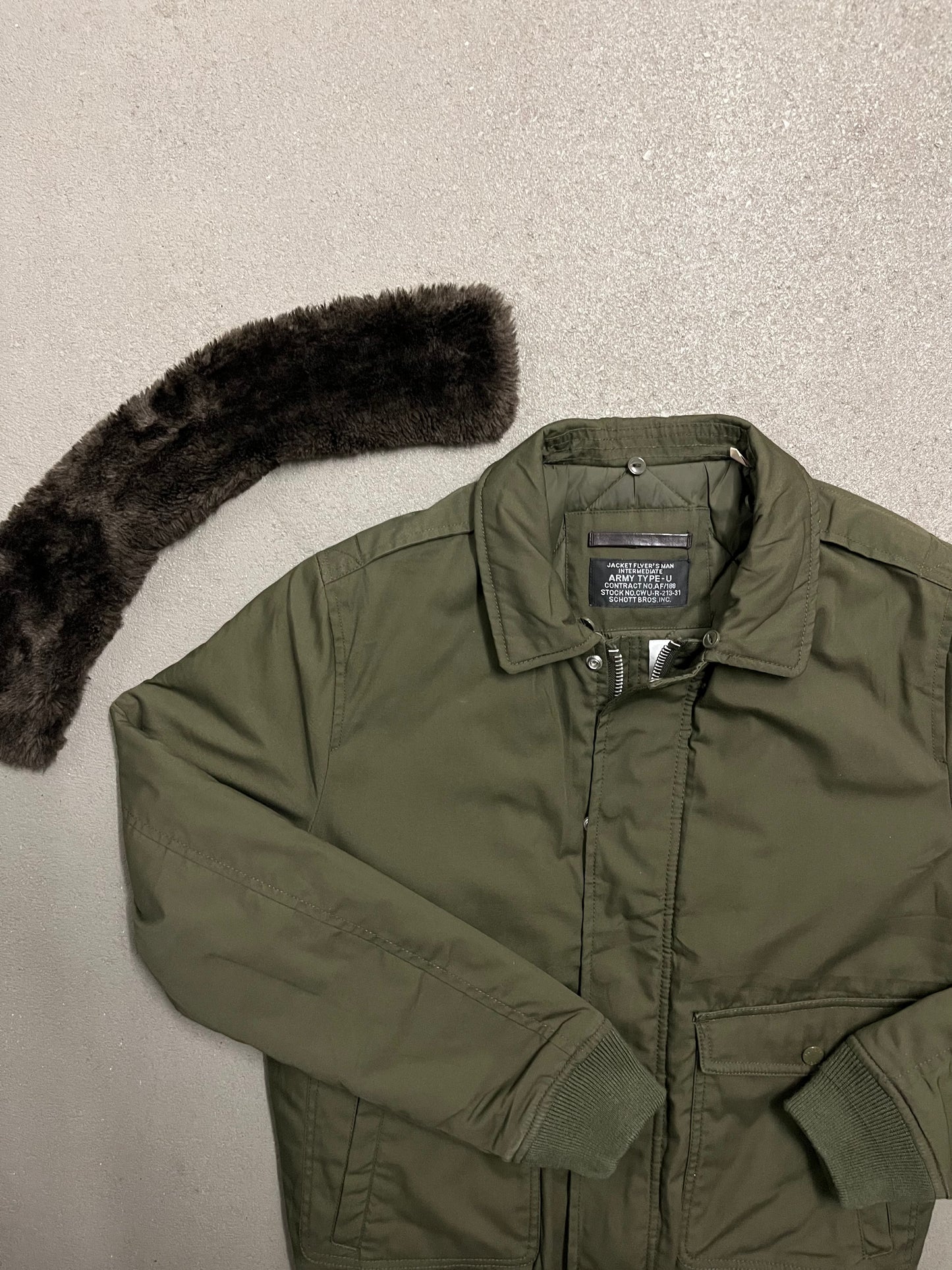 Vintage Green Schott Bomber Jacket - M