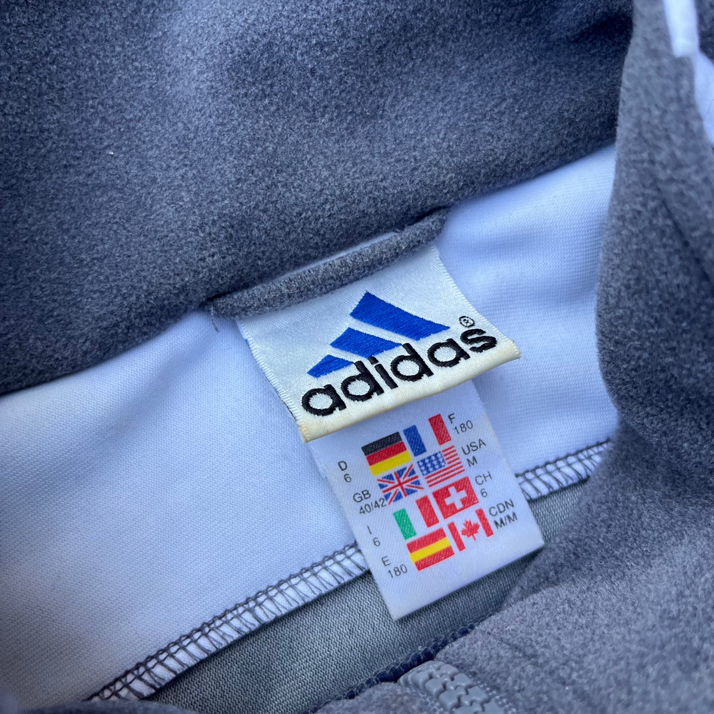 Vintage Grey Adidas Fleece Track Jacket - M