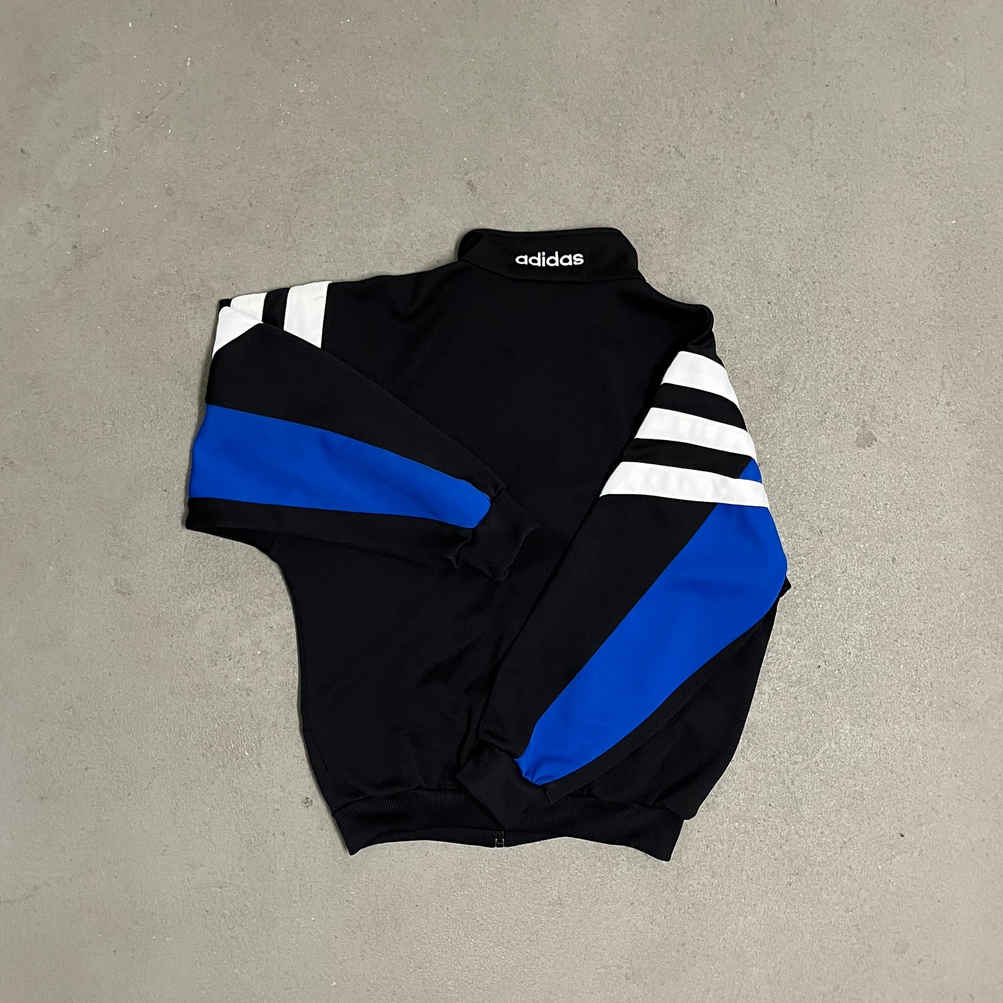 Vintage 90s Black Blue Adidas Track Jacket - M