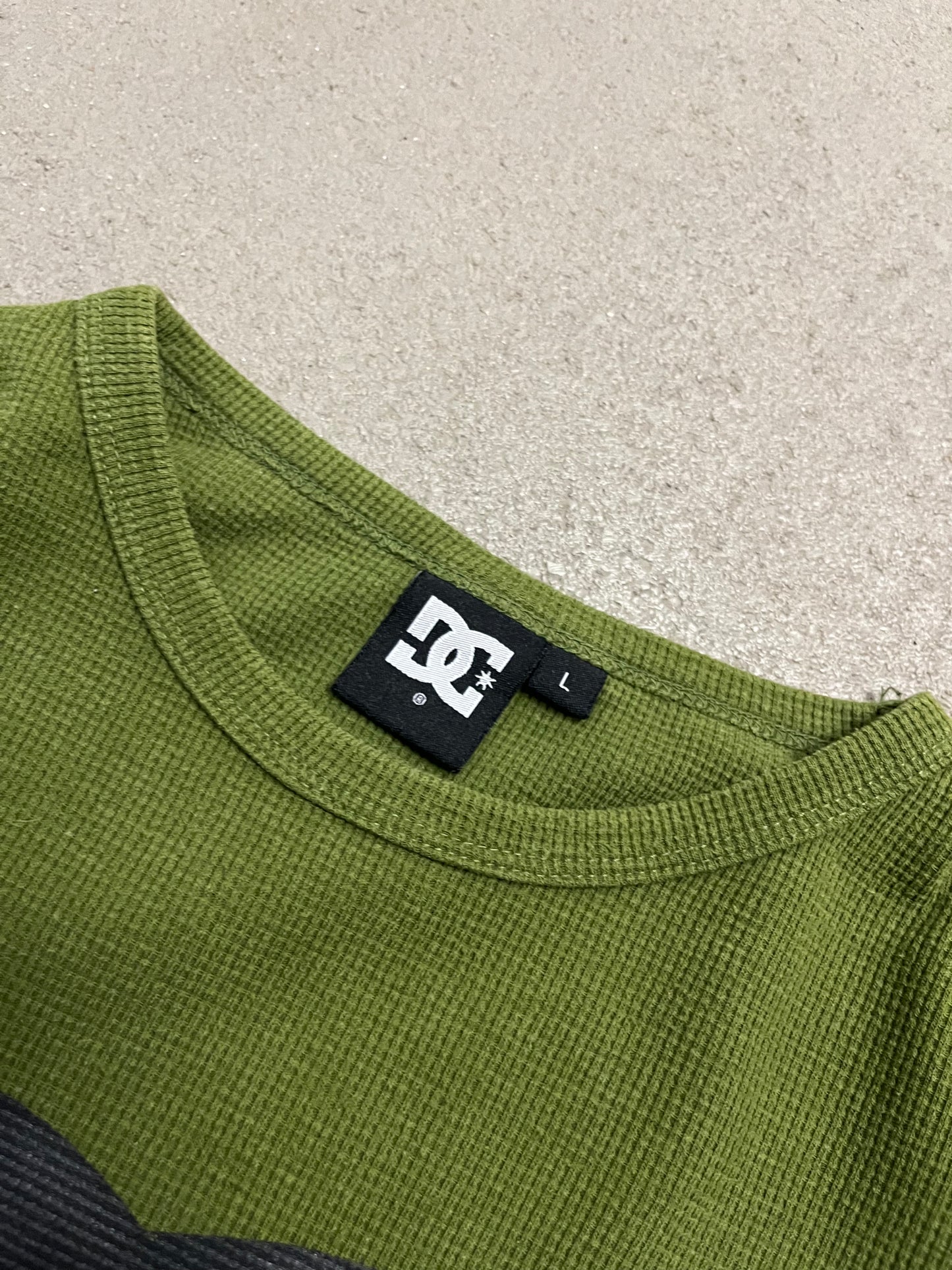 Vintage Y2K Green DC Wafffle Longsleeve - L