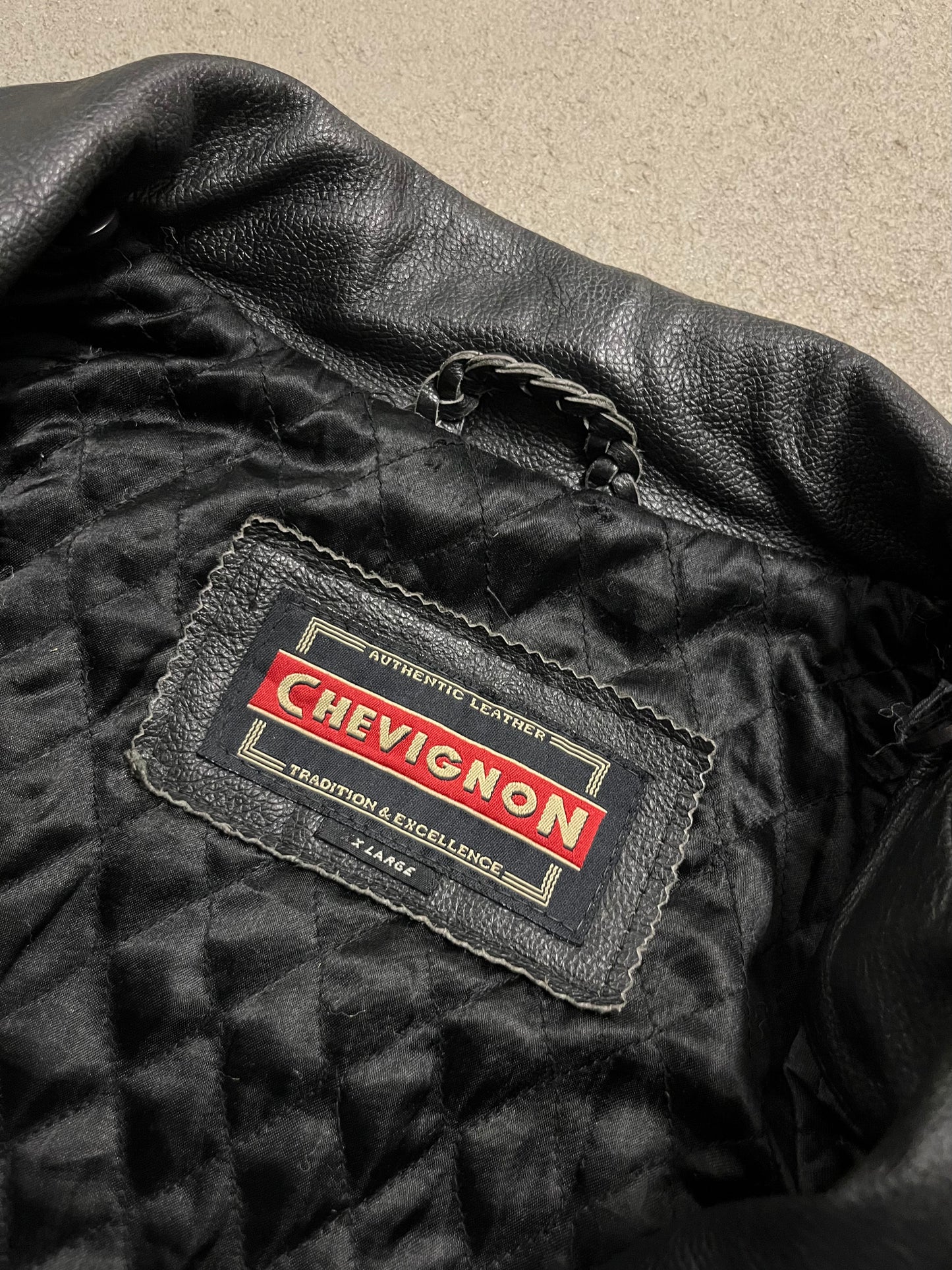 Vintage Black Chevignon Leather Jacket - L