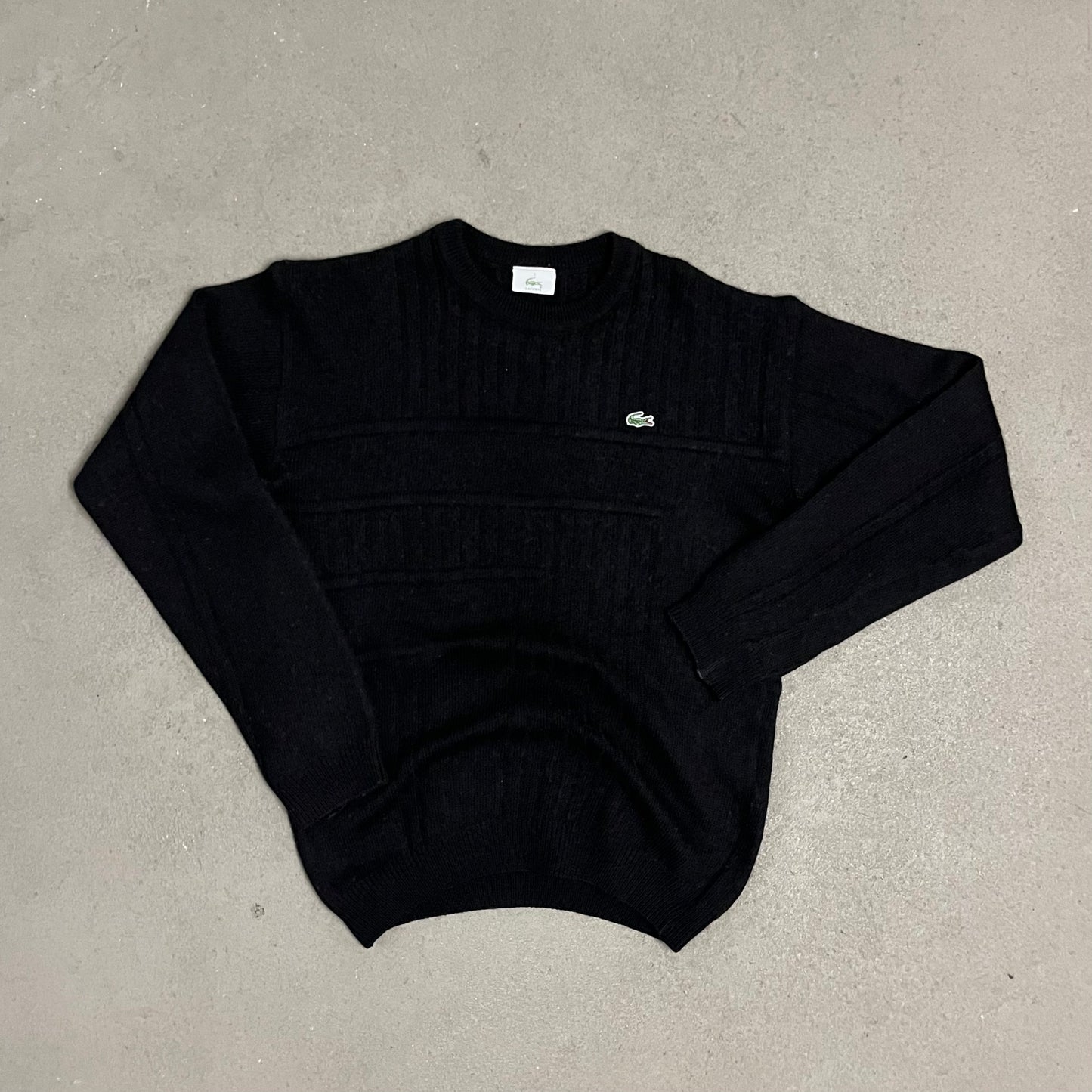 Vintage Black Lacoste Knit Sweater - M