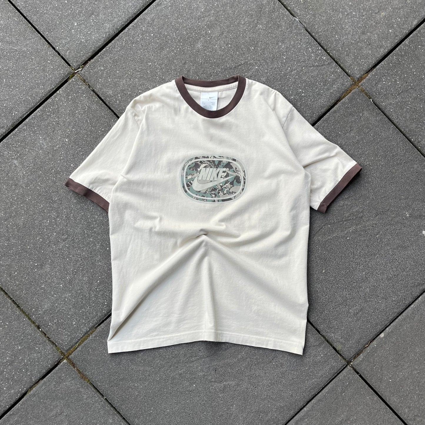 Vintage Beige Nike Ringer Tee - L