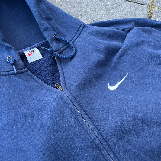 Vintage Blue Nike Zip Hoodie - XL