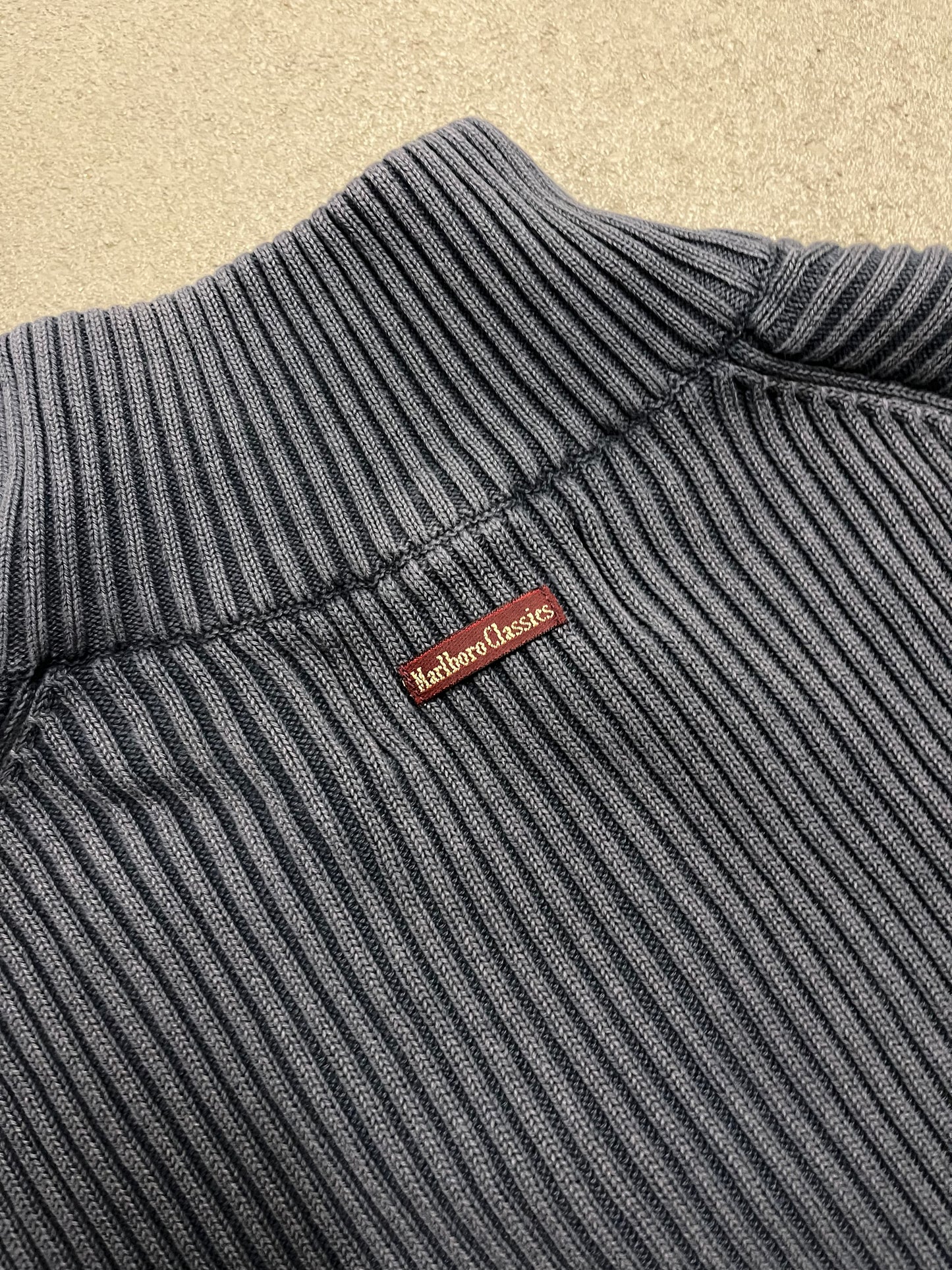Vintage Blue Malboro Knit Quarter Zip - L