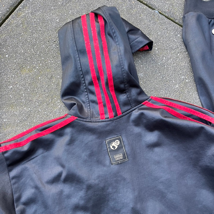 Vintage Black Red Adidas Chile62 Hooded Track Jacket - L