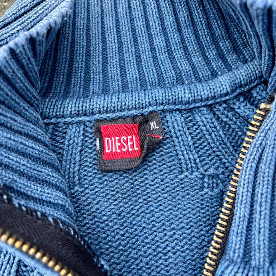 Vintage Blue Diesel Knit Zip Up - L
