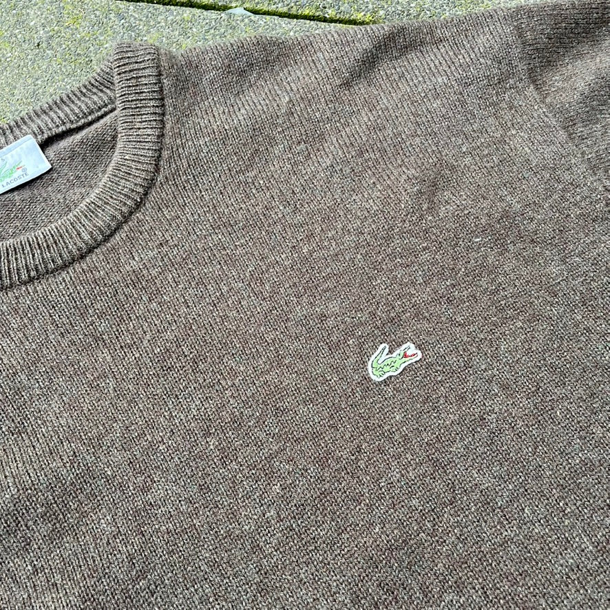 Vintage Brown Lacoste Knit Sweater  - L