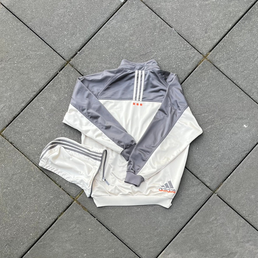 Vintage 2001 Silver Adidas Hooded Track Jacket - M