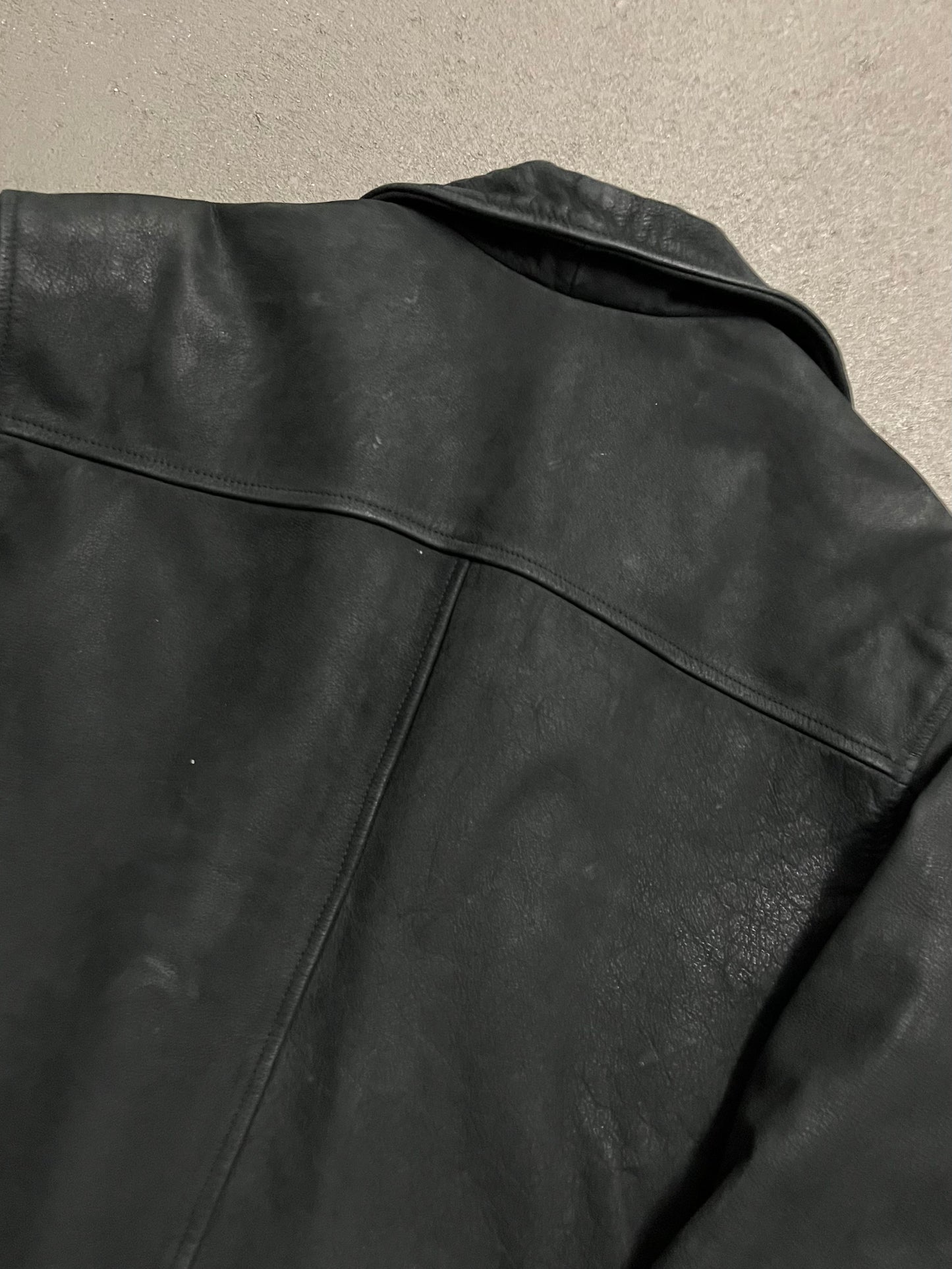 Vintage Black Buffalo Leather Jacket - XL