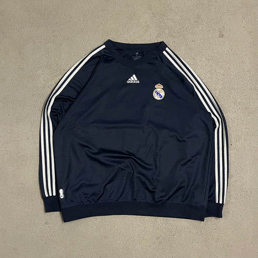 Vintage Blue Silver Adidas Real Madrid Sweater - XL