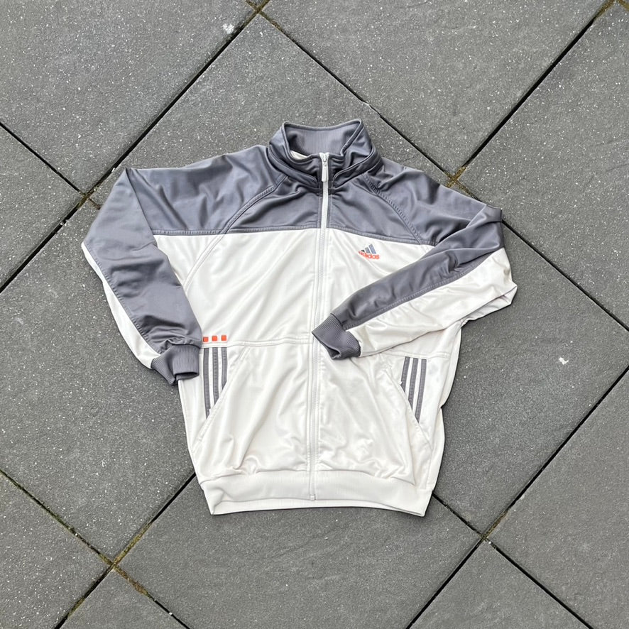 Vintage 2001 Silver Adidas Hooded Track Jacket - M