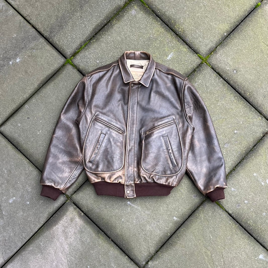 Vintage Brown Faded Chevignon Leather Jacket - L