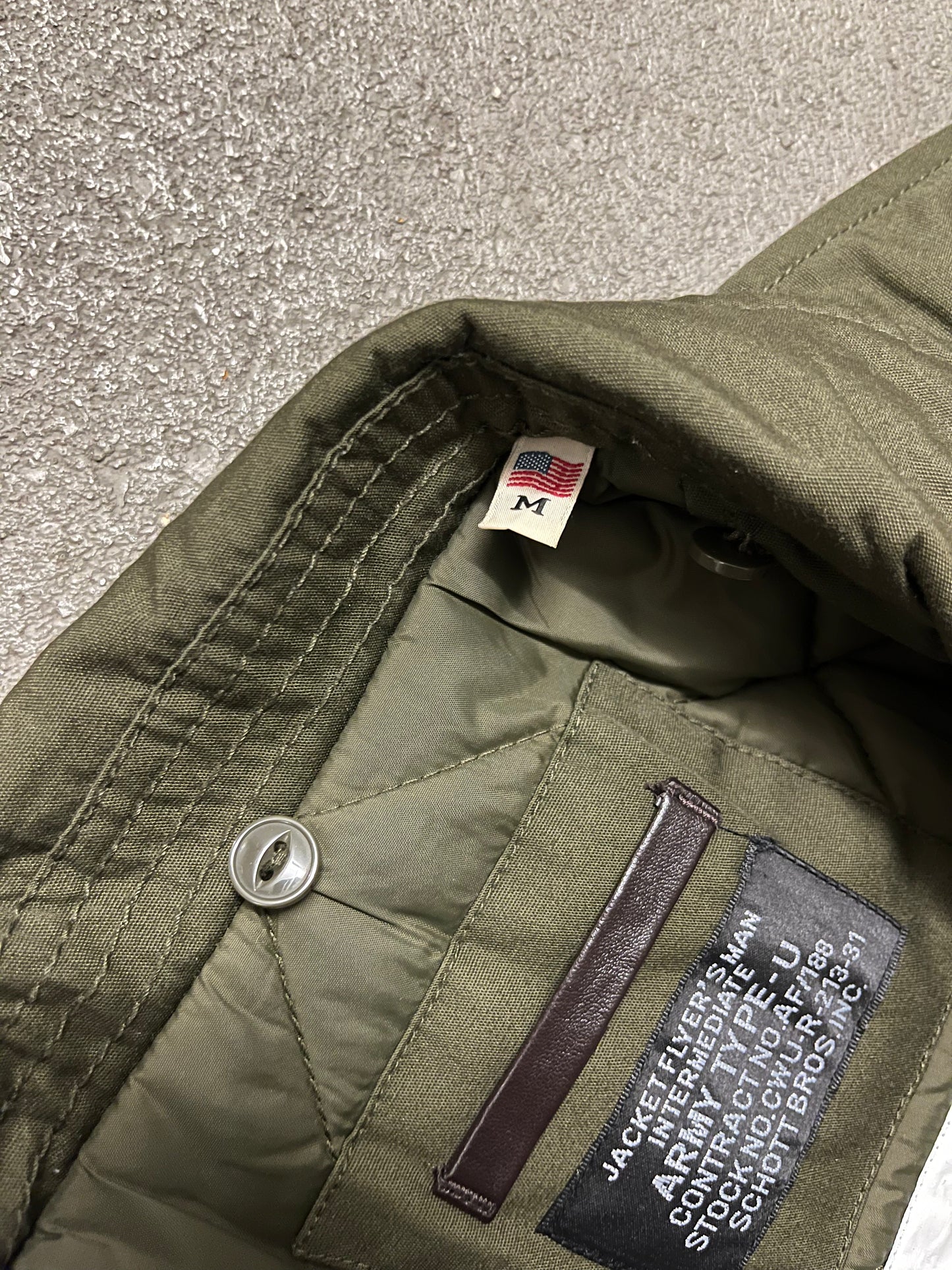 Vintage Green Schott Bomber Jacket - M