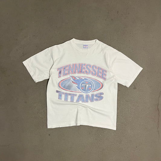 Vintage 90s White Faded All Sports Tennesee Titans Tee - L