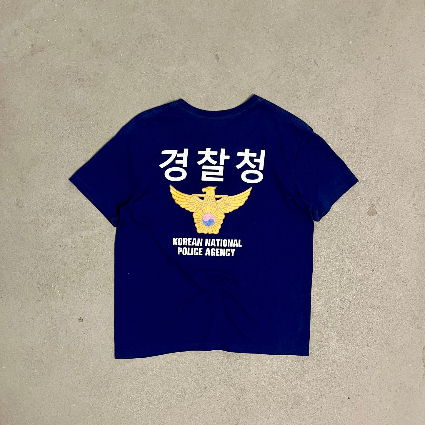 Vintage Blue Korean Police Tee - M