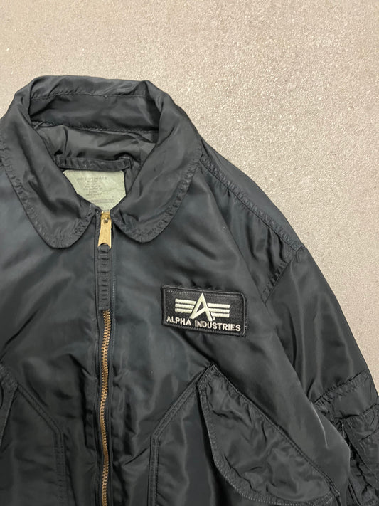 Vintage Black Alpha Industries Bomber Jacket Made in USA - L