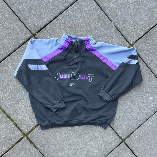 Vintage Purple Nike Half Zip Hoodie - L