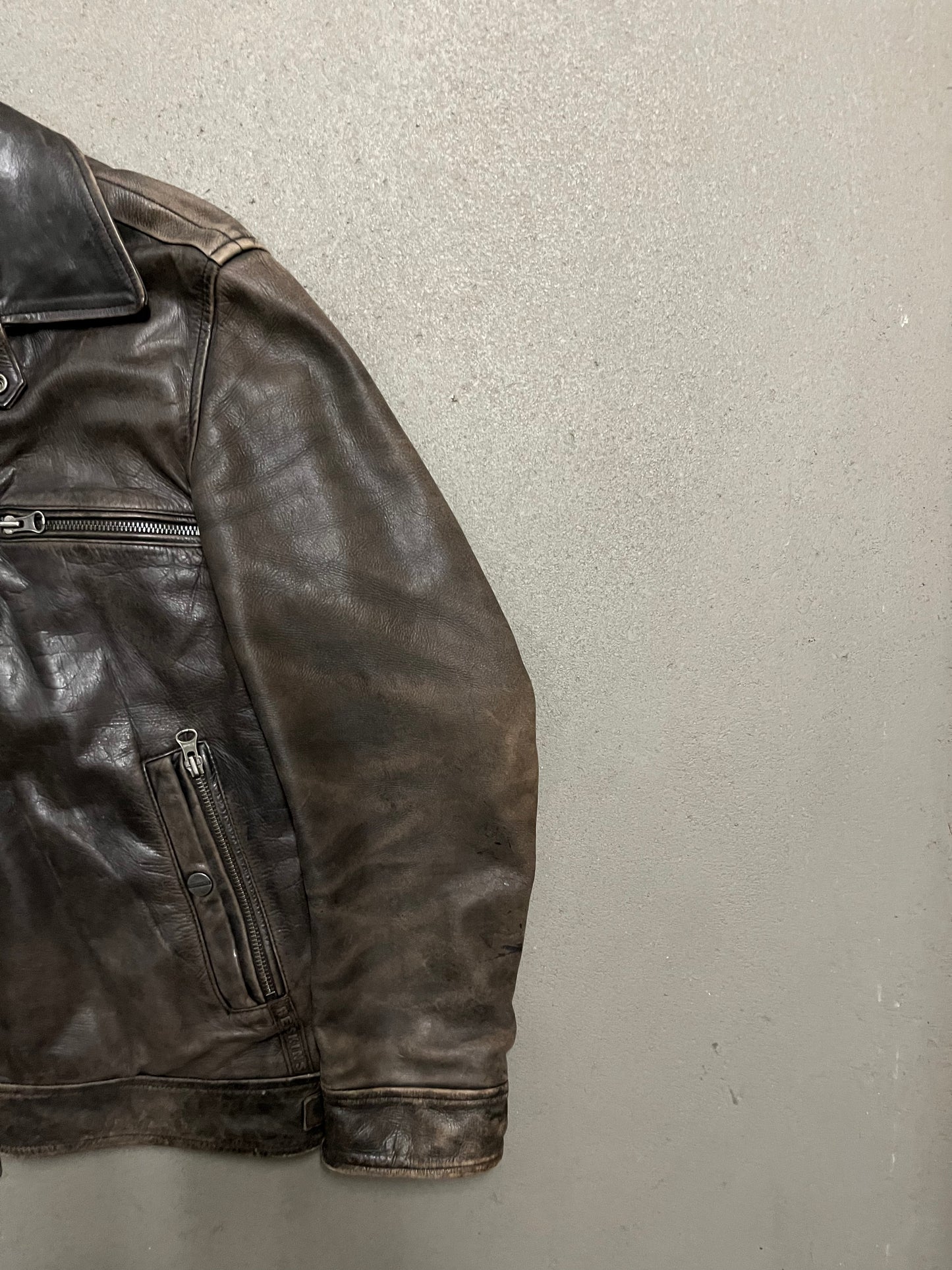 Vintage Brown Faded Redskins Leather Jacket - L