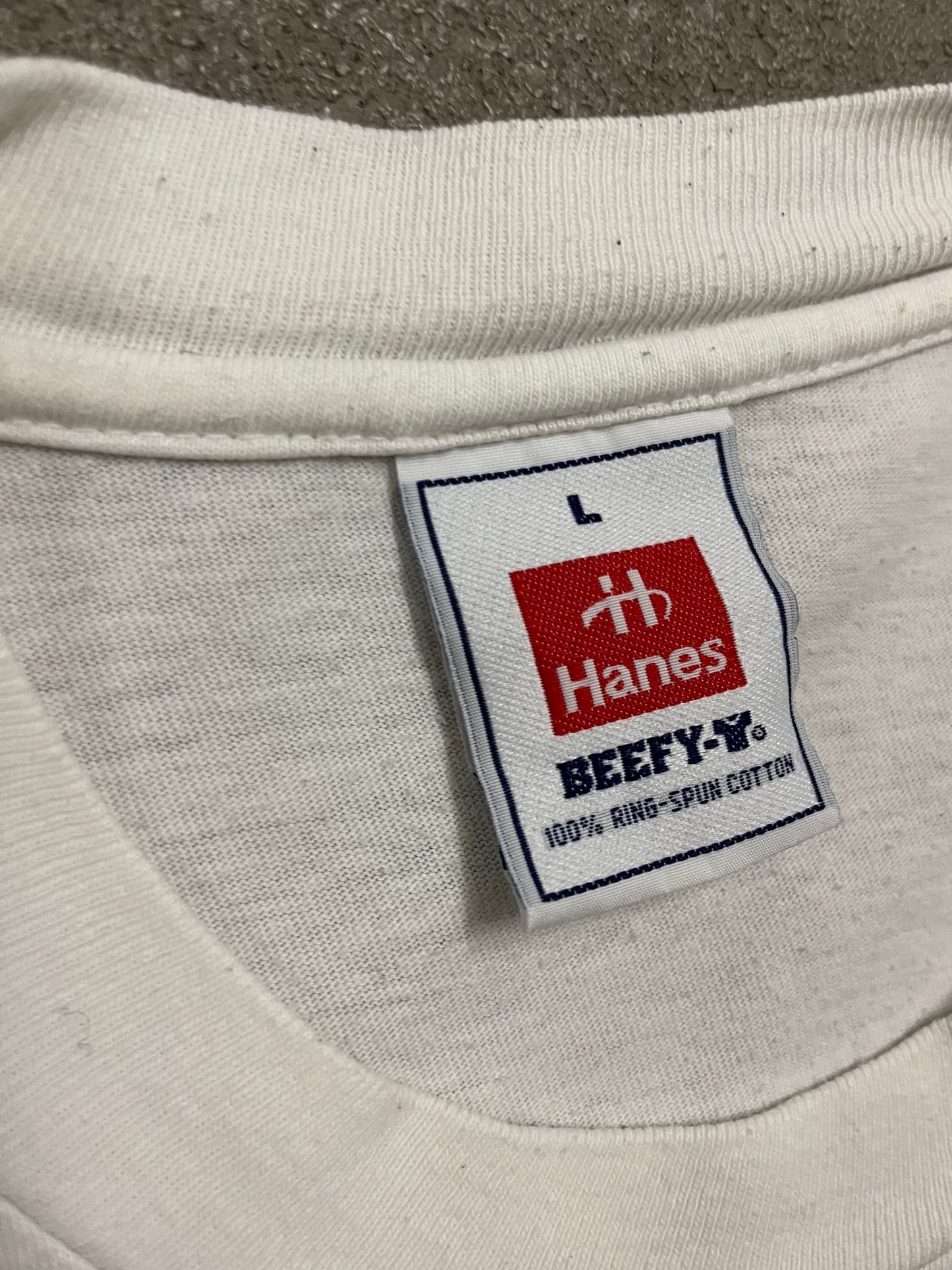 Vintage White Hanes Beefy Lucky Strike Tee - L