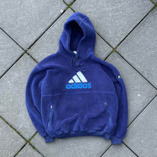 Vintage Blue Adidas Fleece Hoodie - L