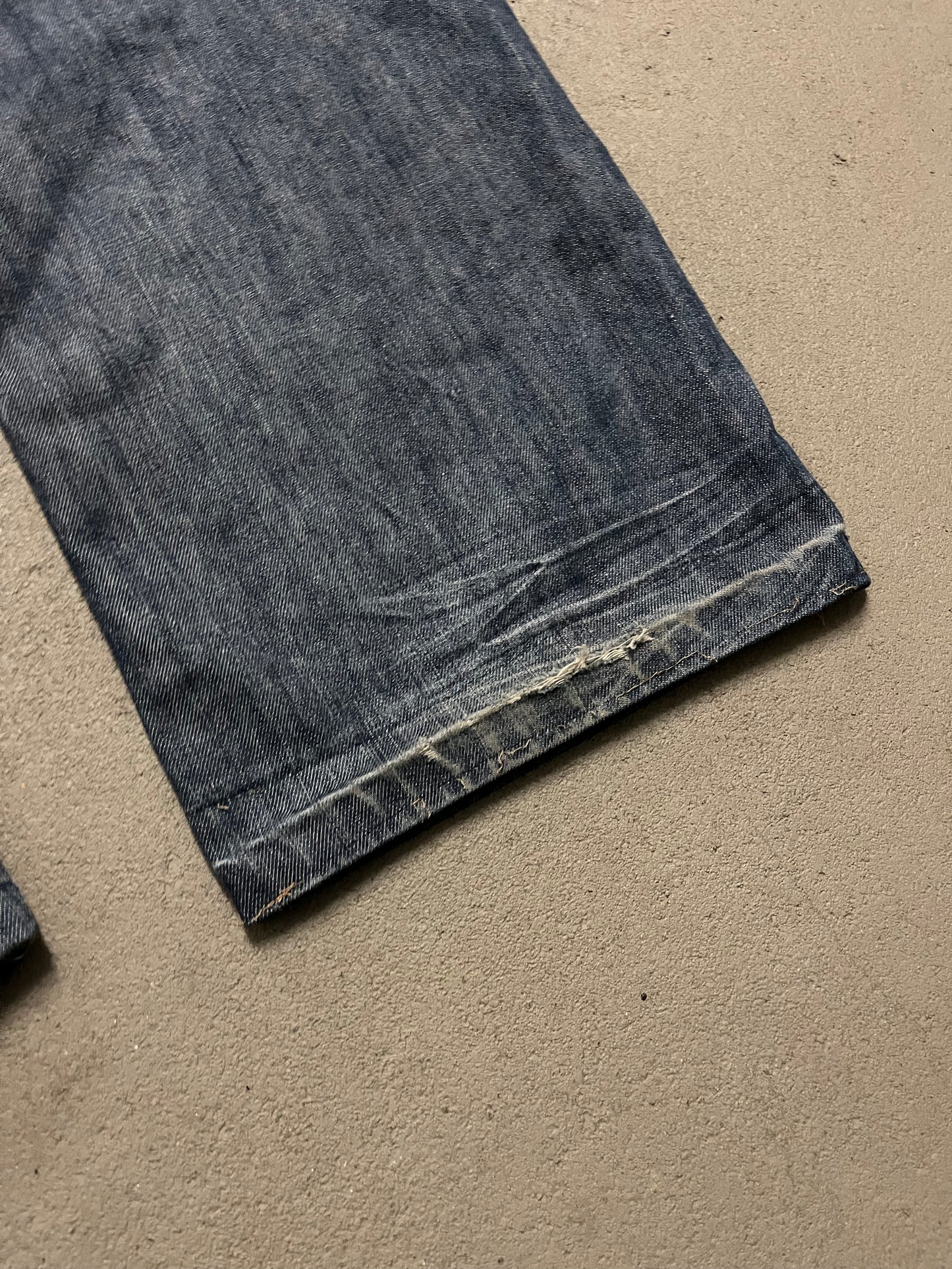 Vintage Y2K Blue Fishbone Baggy Jeans - 36/32