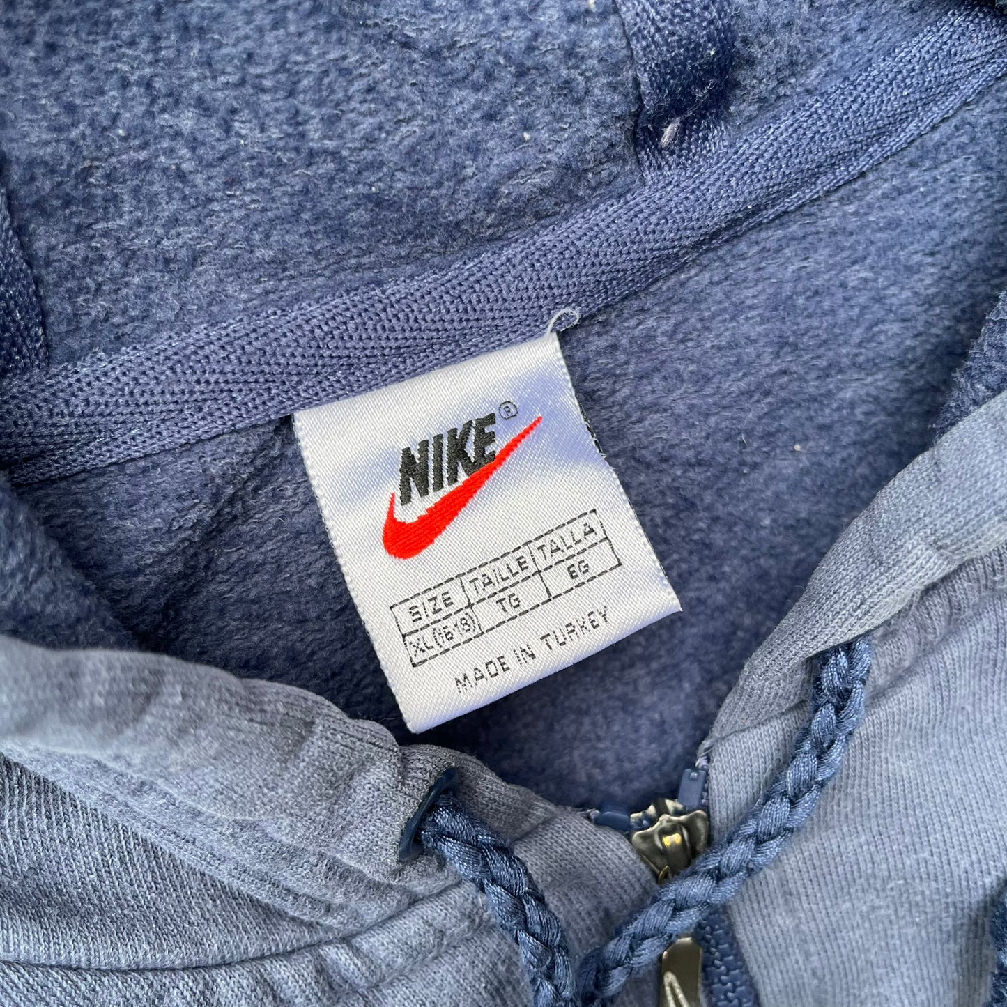 Vintage Blue Faded Nike Zip Hoodie - M