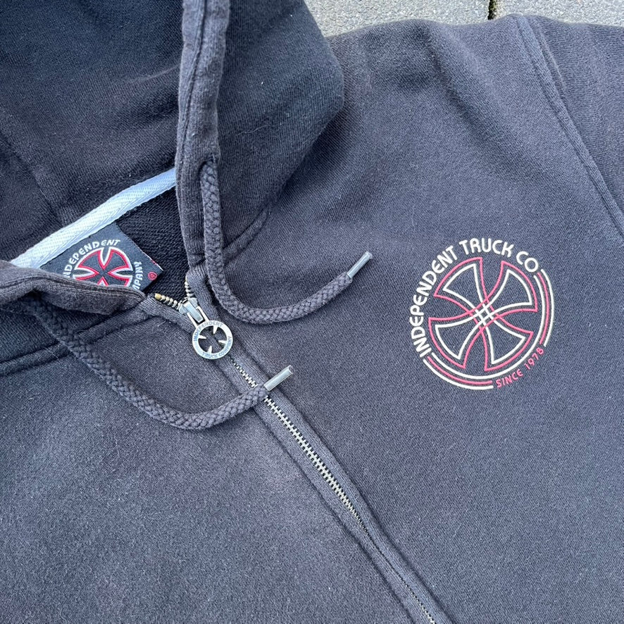 Vintage Black Independent Zip Hoodie - M