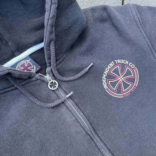 Vintage Black Independent Zip Hoodie - M