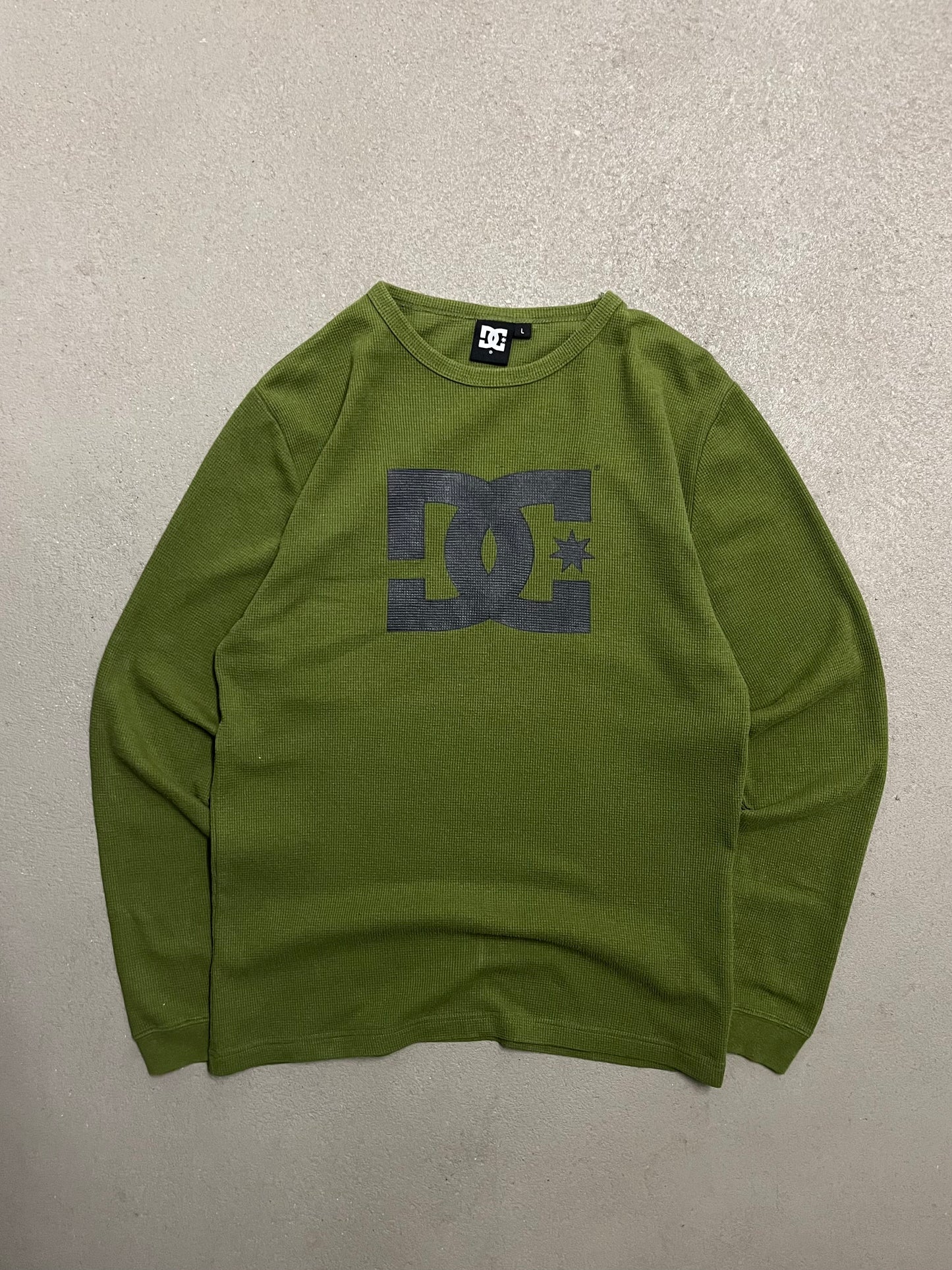 Vintage Y2K Green DC Wafffle Longsleeve - L
