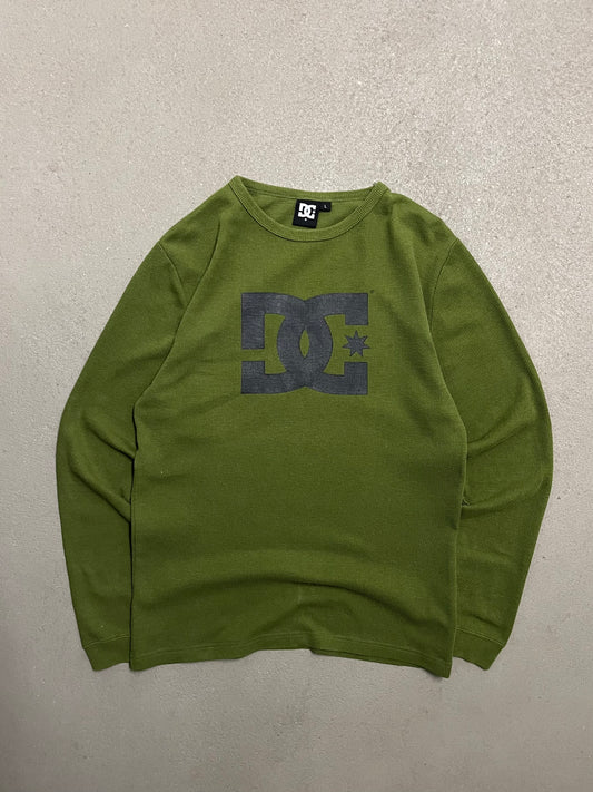 Vintage Y2K Green DC Wafffle Longsleeve - L