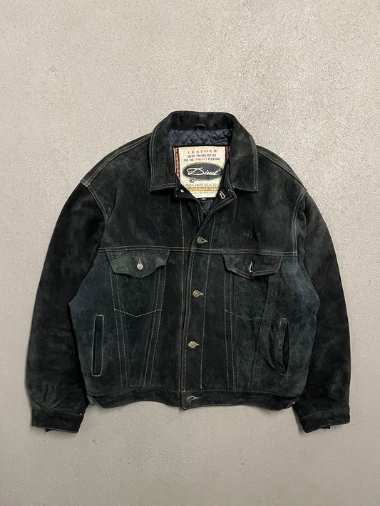 Vintage Black Diesel Suede Leather Jacket - L