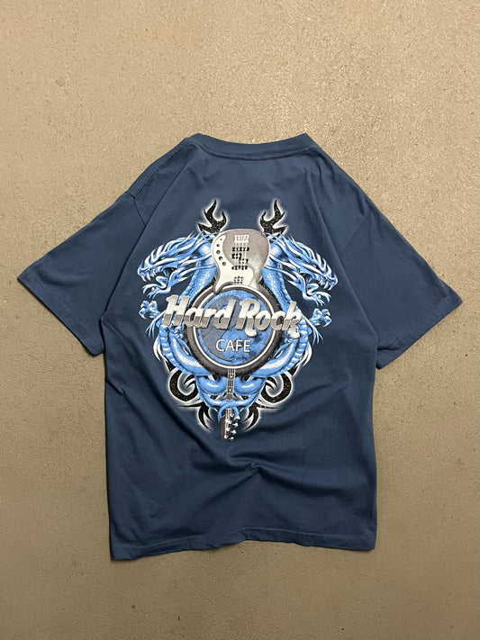 Vintage Y2K Blue Hard Rock Cafe Munich Dragon Tee - M
