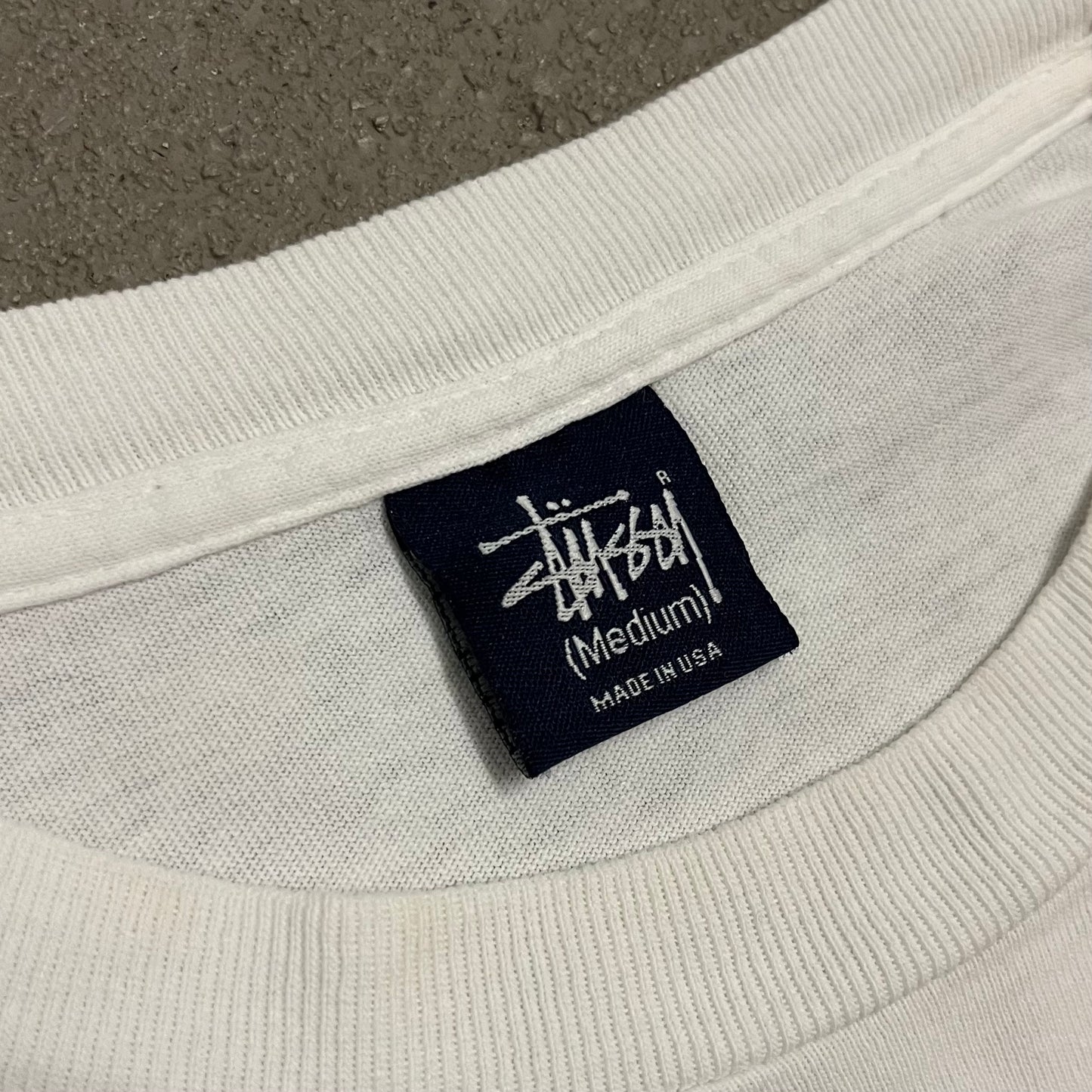 Vintage White Stüssy Tee Made in USA - M
